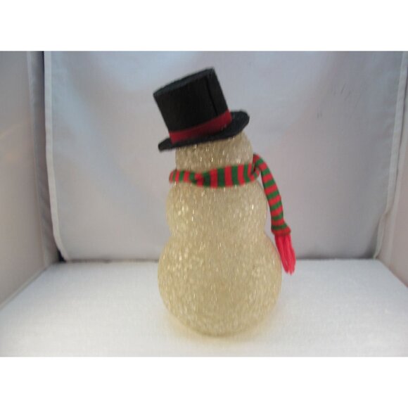 Vintage Melted Plastic Popcorn Snowman Tabletop Decoration - Picture 4 of 10